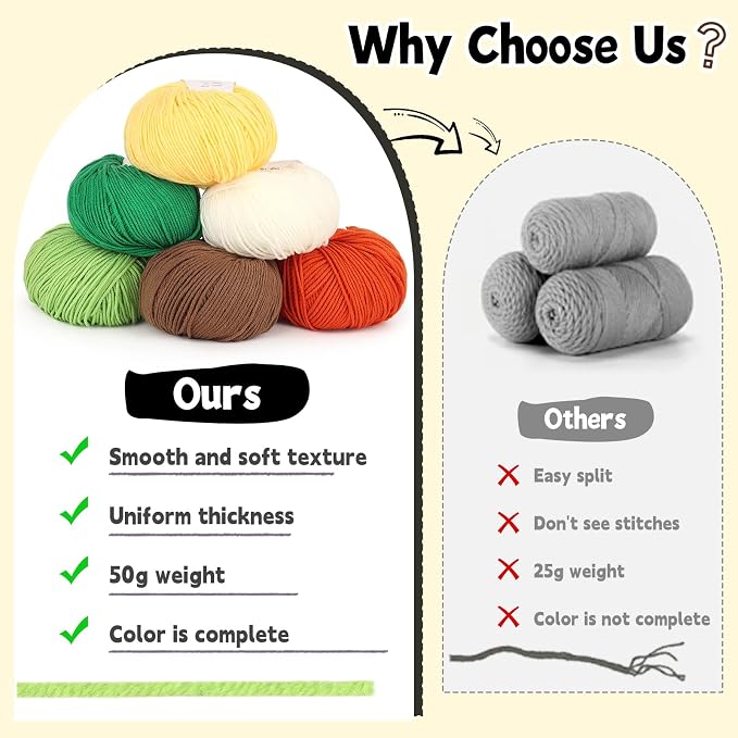 Katech Cotton Acrylic Blend Yarn for Crocheting-Crochet Yarn Set (Black) | 55% Cotton 45% Acrylic#3 DK (Light)-Super Soft Milk Cotton Yarn-Great Crochet and Knitting Starter Kit for Colorful Craft