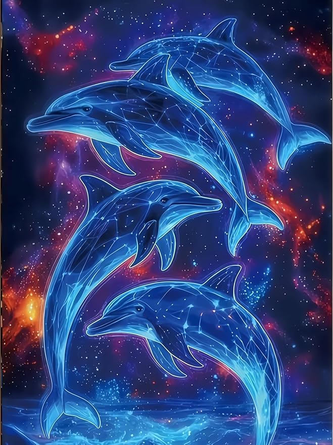 Dolphin 5D DIY Diamond Painting Kits for Adults Gem Art Kits | Diamond Art Kits for Beginners, Full Drill Dot Painting for Home Wall Decor11.8 x15.7 Inch