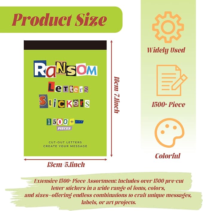 Letter Stickers Book-Scrapbook Supplies | 1500Pcs Vintage Ransom Alphabet Stickers for Journaling, Planners, Cards, Vision Boards, DIY Crafts