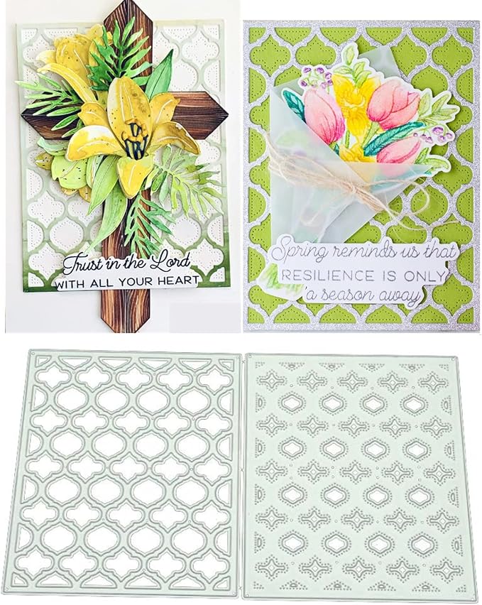 Cutting Dies 3D Backgrounds Frame Metal Stencils Scrapbooking Tools DIY Craft Embossing Template for Paper Card Making Album Arts Crafts Supplies (Four-Leaf Flowers Layering-22.4x14.4cm)
