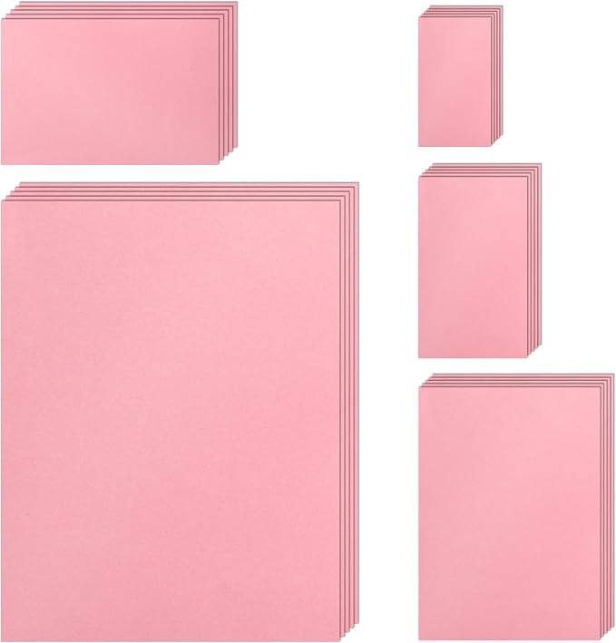 Silunkia 100 Sheets Pink Cardstock 5 Assorted Size Craft Paper 75lb