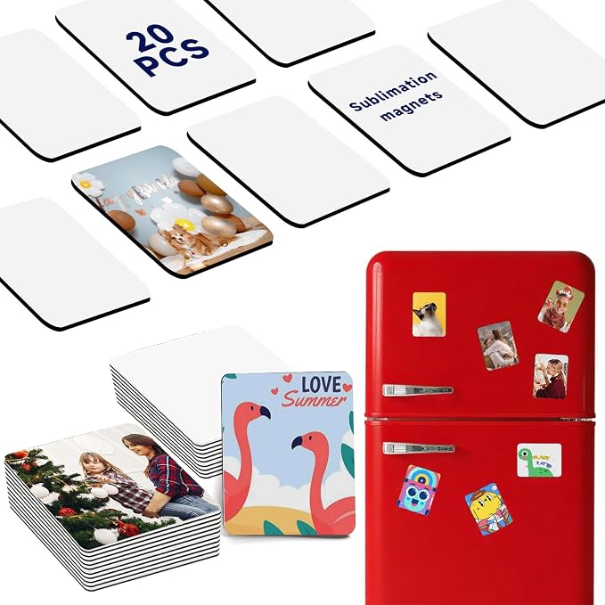 20Pcs Sublimation Magnets Blanks Square Fridge Magnets (2.95" x 3.93") | Personalized DIY Craft Gifts Sublimation Magnets Blanks for Home Kitchen Refrigerator Microwave Oven