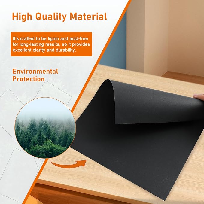 Guakicae 100 Sheets Black Cardstock 8.5 x 11 Printer Paper 75lb