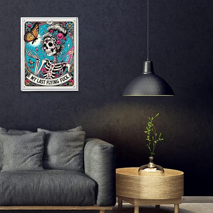 MIRCVSH Skeleton Paint by Numbers for Adults with Framed Canvas-with Wooden Easel,Paint by Number on Canvas,DIY Acrylic Oil Painting Kits with Brushes Nice Gift Box for Home Wall Decor(12x16 Inch)