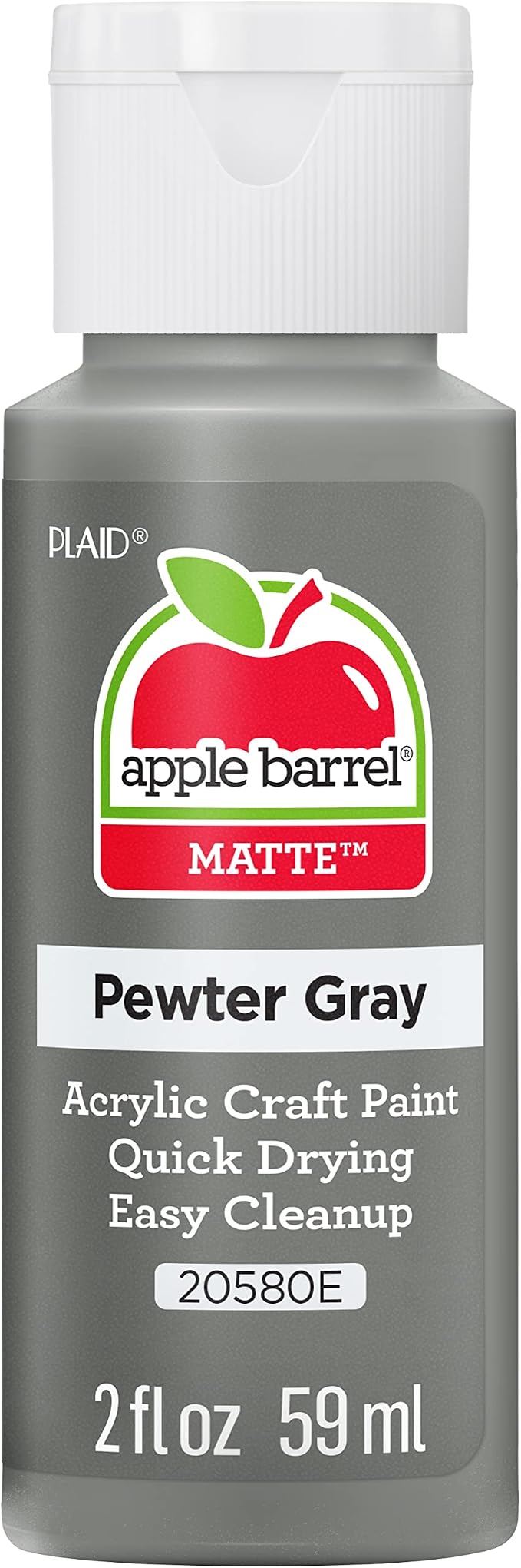 Apple Barrel Acrylic Paint in Assorted Colors (2 oz), 20580, Pewter Grey