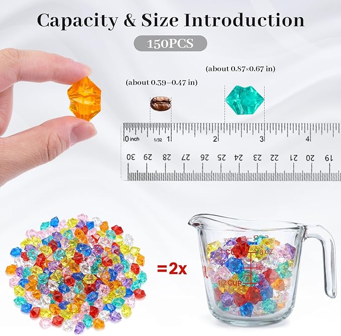 DOMESTAR 150 PCS Multicolored Acrylic Fake Gems, Ice Rocks for Vase Fillers