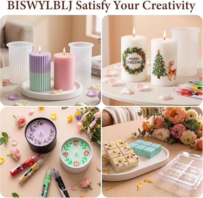 BISWYLBLJ Candle Making Kit,Soy Candle Making Supplies for Adults Beginner | Candle Kit with Melting Pot,Soy Wax,Scents,Dyes,Gift Box Etc,Perfect as a Gift for Christmas,Valentine's Day,Mother's Day