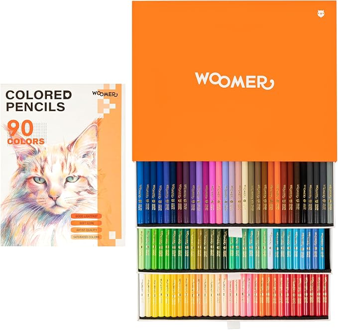 Woomer Colored Pencils 90 Colors, Smooth as Cream Core 3.8mm, Open Stock