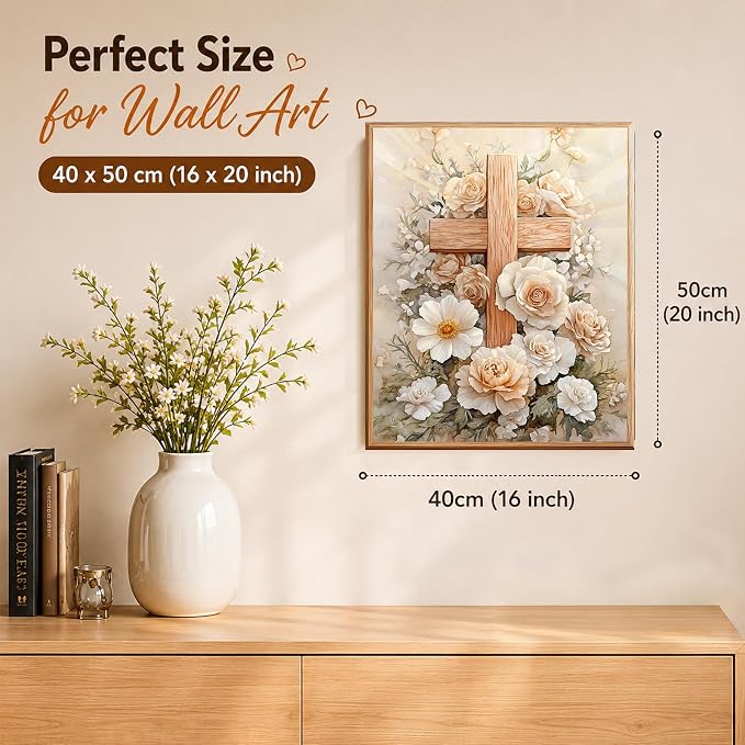 AUKELHJ Paint by Numbers Kit for Adults Beginner, Cross, 16X20 Inch | Paint by Number for Adults, Beginner Friendly, High-Definition Color Canvas, Stress Relief, Home Decor, Gifts, Unframed