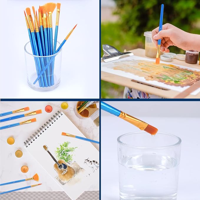 AROIC Acrylic Paint Brush Set, 100 Packs / 1500Pcs Nylon Hair Paint Brushes | All Purpose Oil Watercolor Face Body Rock Painting Artist, Small Painting Brush Kits for Kids Adult Drawing