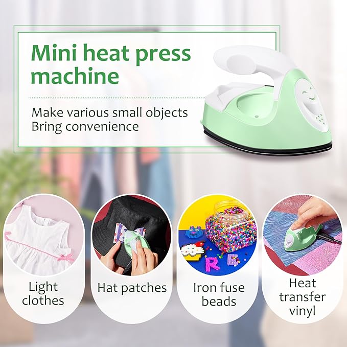 Honoson Mini Craft Iron with Charging Base Tiny,Light Green