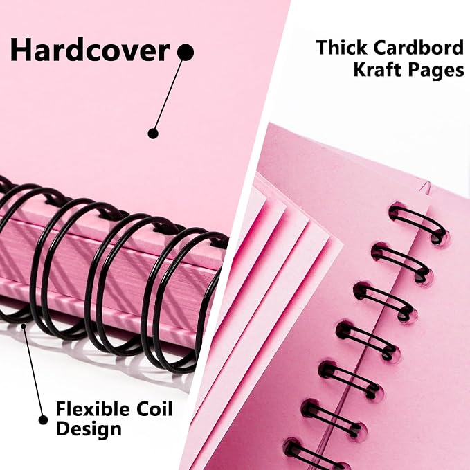 Scrapbook Photo Album DIY 8x8 Inch Thick Kraft 40 Pages Pink