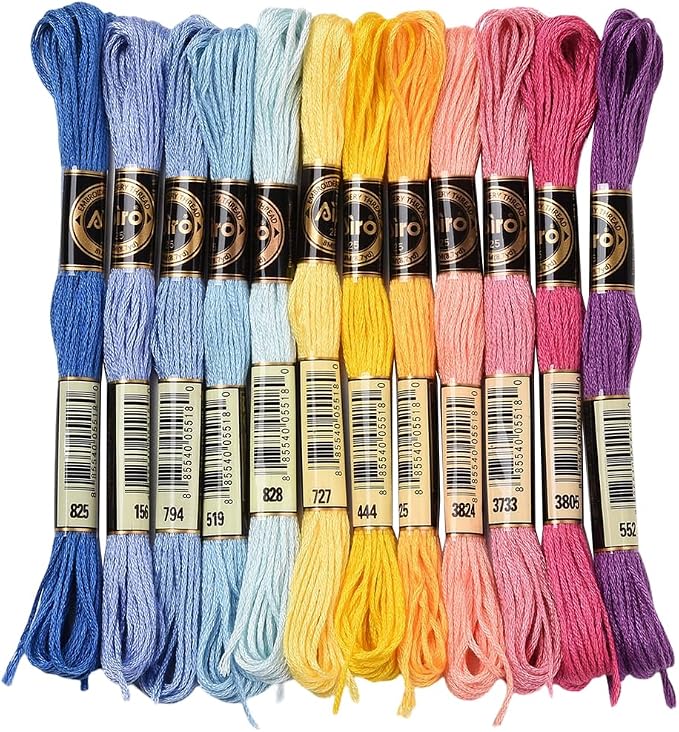 12 Skeins 105 Yards Variegated Rainbow Embroidery Floss for Craft