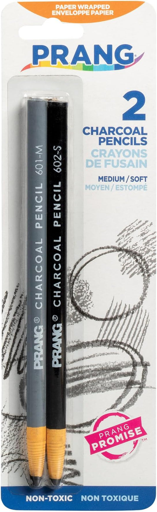 Prang Charcoal Pencils, Medium & Soft Core, 2 Count