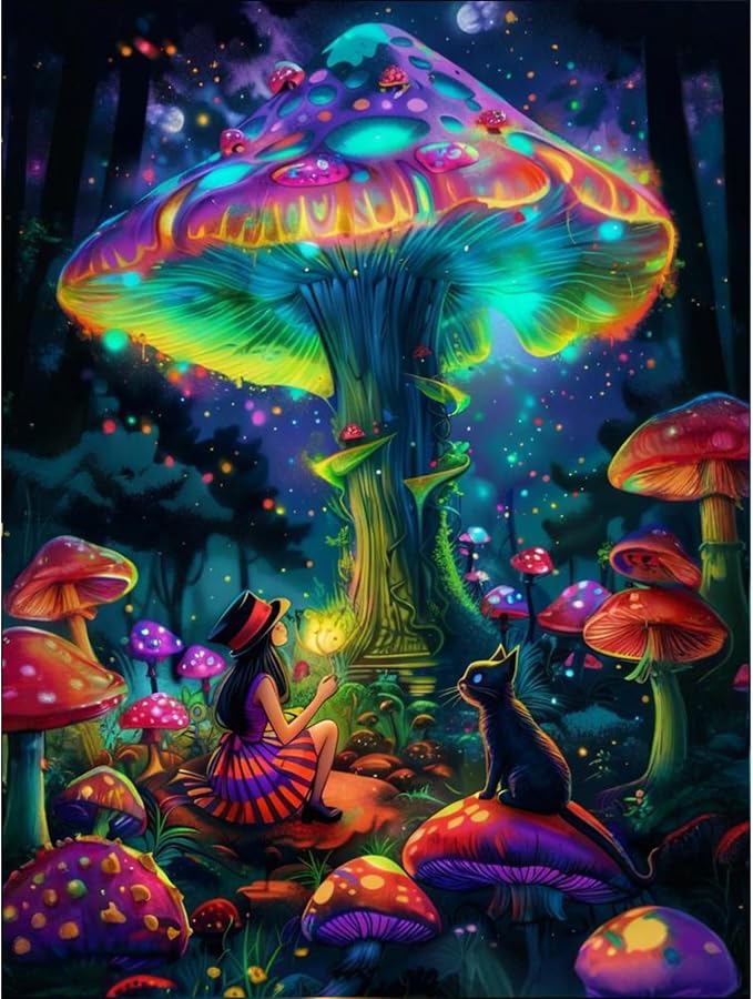 Diamond Art Kits for Adults, 5D Fantasy Mushroom Diamond Painting Kit