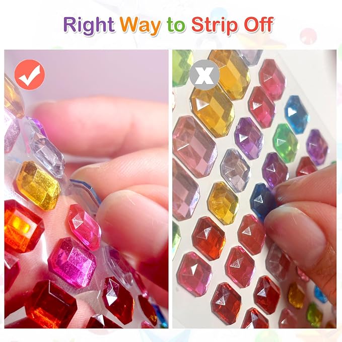 3165pcs Gem Stickers Crystal Crafts - self-Adhesive Stickers, Sticker Earrings, Children's Craft Supplies, Stickers in Various Shapes and Sizes.
