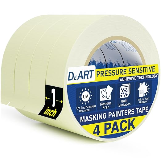 DEART Colored Masking Tape Painters Tape 12, 8 or 6 Pack - 1 or 0.6 Inches for DIY Crafts Arts Supplies, Whiteboard Tape Dry Erase Board Tape for Kids No Residue (4, 0.98 Inch Beige)