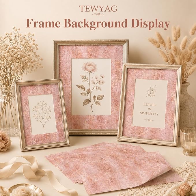 Vintage Scrapbook Paper Double Sided 12x12 Distressed Rose Gold 24 Sheets