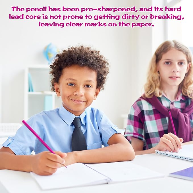 24 Pack Pink Colored Pencils for Kids, Pre-sharpened Art Pencils Back to School Supplies Set, Drawing Sketching Pencils for Students, Teachers, Classroom