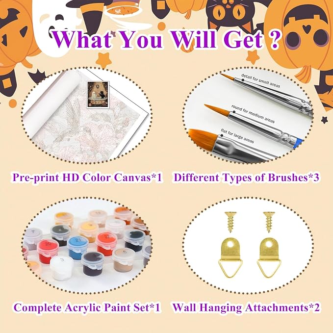 Paint by Numbers Kit for Adults, Ghost Adult Paint by Number Kits 16x20 in | Halloween Painting by Numbers for Adults, Acrylic Paint, DIY Crafts for Adults, Ideal Gifts or Home Wall Decor, Frameless