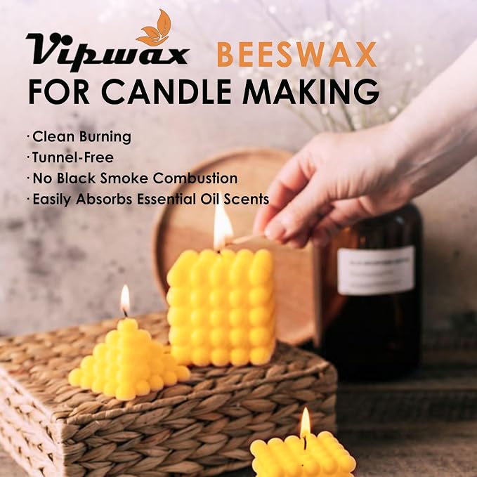 VIPwax Yellow Beeswax Pellets 10LB(4530g), Natural Organic Beeswax | Natural, Organic, Candle Making, Premium Beeswax, Body, Skin Care DIY, Lip Balm and Soap Making Supplies