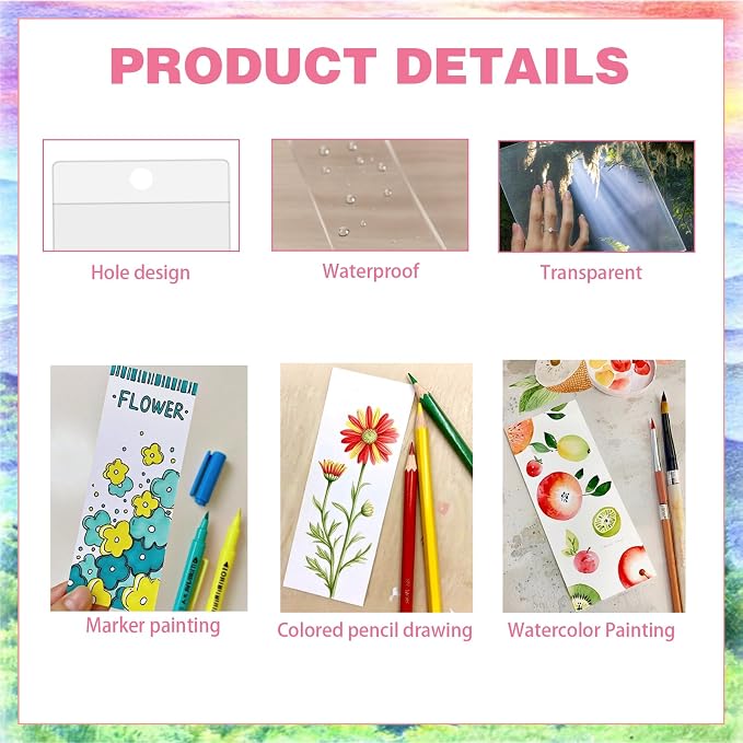 50-Set Bookmark Making Kit, 250g 4.9x1.6in Cards, Sleeves, Tassels