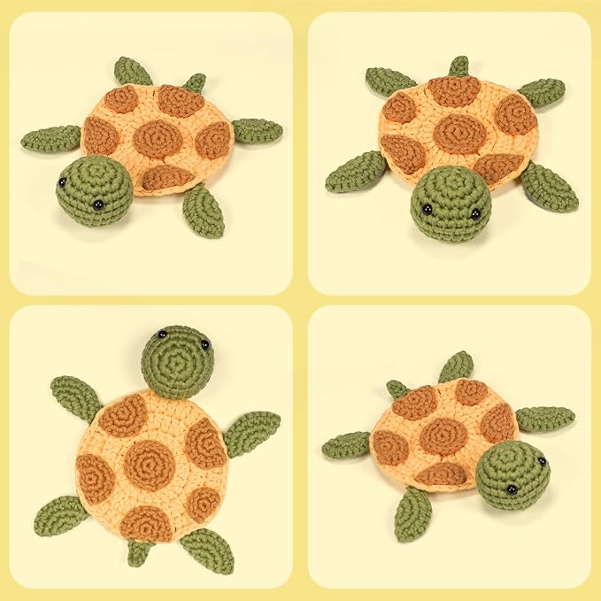 WaldyWop Crochet Kit for Beginners – Easy to Follow Tutorials, Ergonomic Hook & Tangle-Free Yarn, Complete DIY Craft Set for Teen Girls (13+) & Women, Stress Relief & Home Decor (Turtle Coaster)