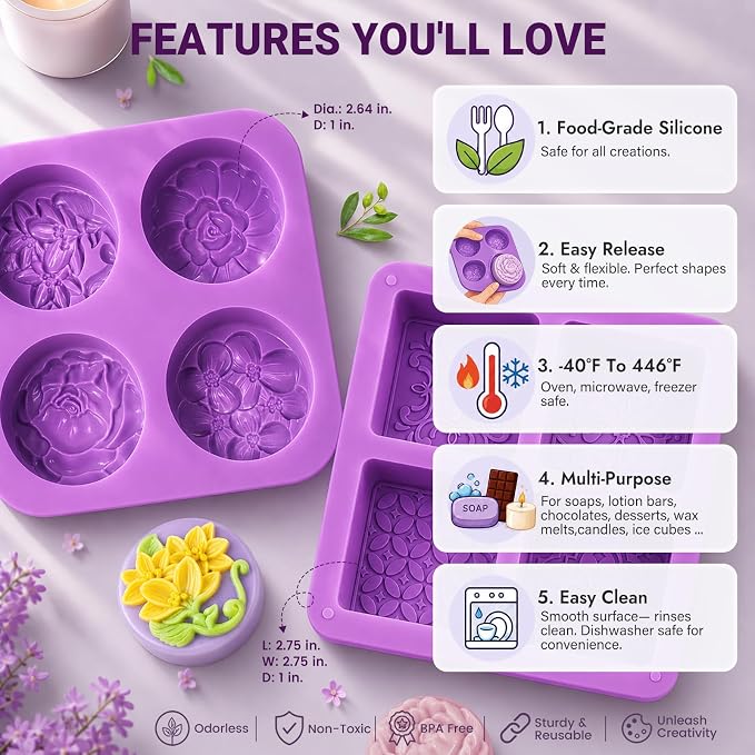 Soap Molds Silicone Soap Molds for soap Making 181-Piece Soap Mold Kit