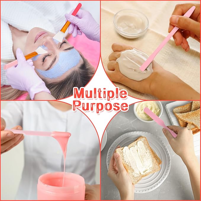 Patelai 12 Pcs Silicone Stir Sticks Kit, Silicone Epoxy Brushes, Stir Tool Sticks, Mixing Spoon, Scraper DIY Crafts Tools for Resin Epoxy Liquid Paint (Pink)