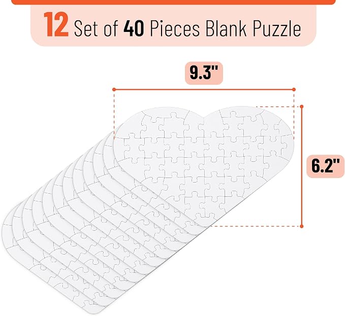 Mr. Pen- Blank Puzzle Bulk, 12 Pack, 40 Pieces/Pack, 9.3" x 6.2"
