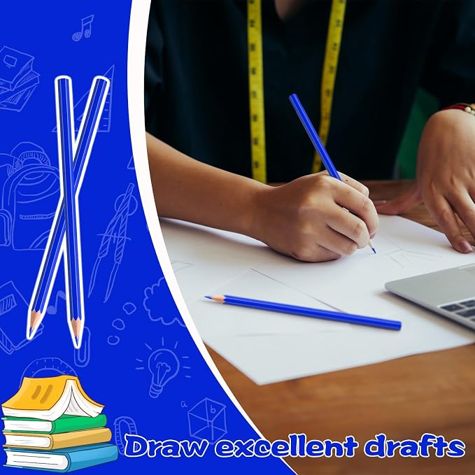 24 Pack Blue Colored Pencils for Kids, Pre-sharpened Art Pencils Back to School Supplies Set, Drawing Sketching Pencils for Students, Teachers, Classroom