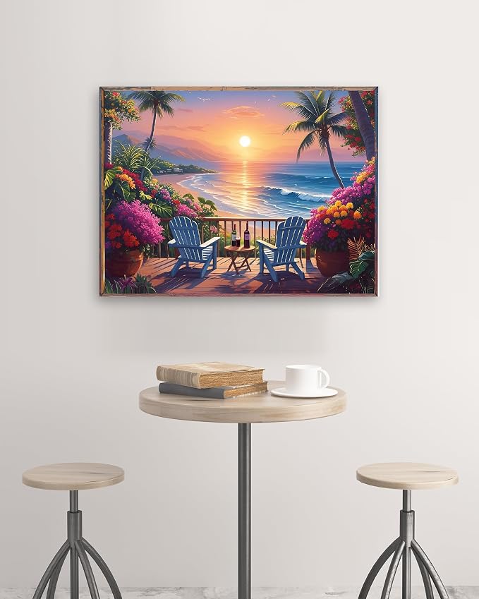 askkqtx Beach Sunset Diamond Art Kits for Adults 16x12 Inch
