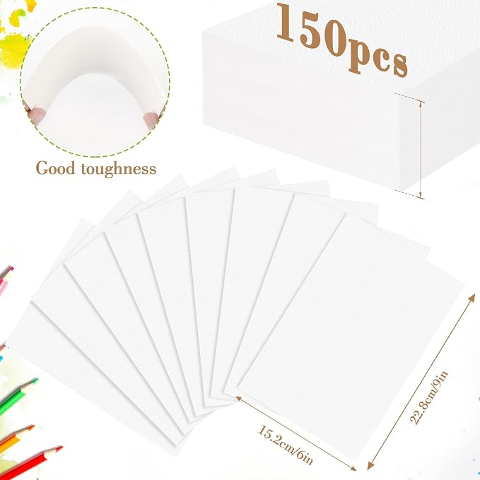 150PCS 9x6 Watercolor Paper Bulk, 140lb/300g Cold Press Thick Water Color Paper Pad for Child Adult, White Art Paper for Drawing Painting Markers Gouache, Textured Cotton Paper Sheets