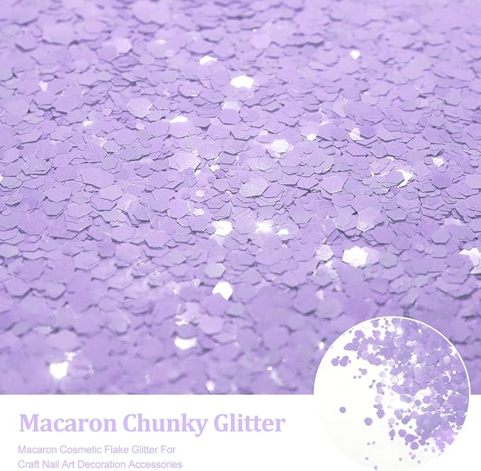 Renfio Purple Chunky Glitter,1.76oz/50g Light Purple Resin Glitter