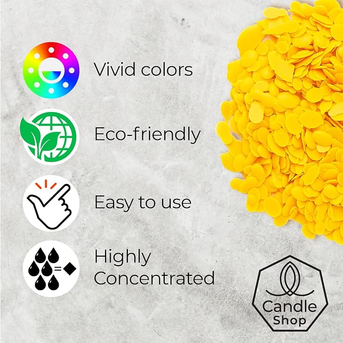 Bright Yellow Candle Dye 2oz for Soy Candle Making – Wax Color Chips | Highly Concentrated Candle Wax Dyes – Candle Shop Premium Color Dye Chips for Soy Wax, Beeswax, Paraffin
