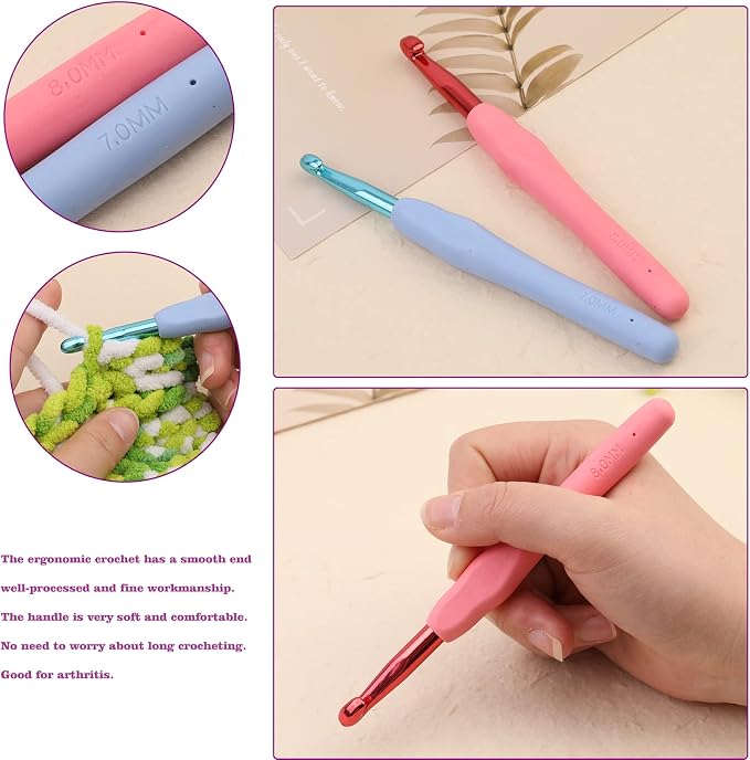 IMZAY Crochet Hooks Set, 66Pack Crochet Needles Set Ergonomic Crochet Hooks | Crochet Needles for Yarn with Storage Case, Knitting Needles, Crochet Kits for Beginners Knitting Accessories 0.6mm-6.5mm