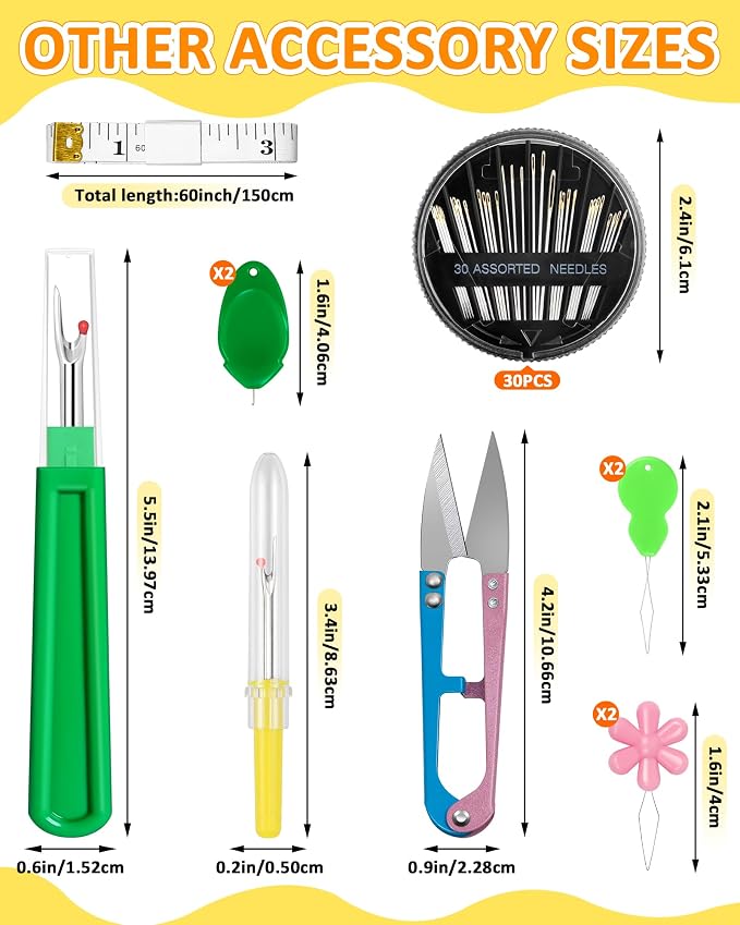 FIVEIZERO Sewing Thimble Kit for Hand Sewing, Metal Finger Protectors for Quilting, Mothers Day Gift, Includes Needle Threader, Embroidery Needles, Seam Ripper, Measuring Tape and Thread Snips