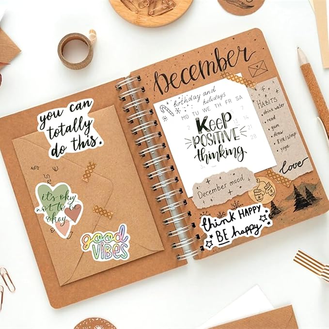 120pcs Inspirational Stickers for Office Supplies, Motivational Scrapbook Stickers for Journaling Supplies Vision Board Water Bottle Laptop, Inspirational Gifts for Women Teachers Adults