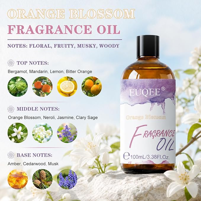 EUQEE 3.38 Fl Oz Orange Blossom Fragrance Oil for Diffuser Candle Making
