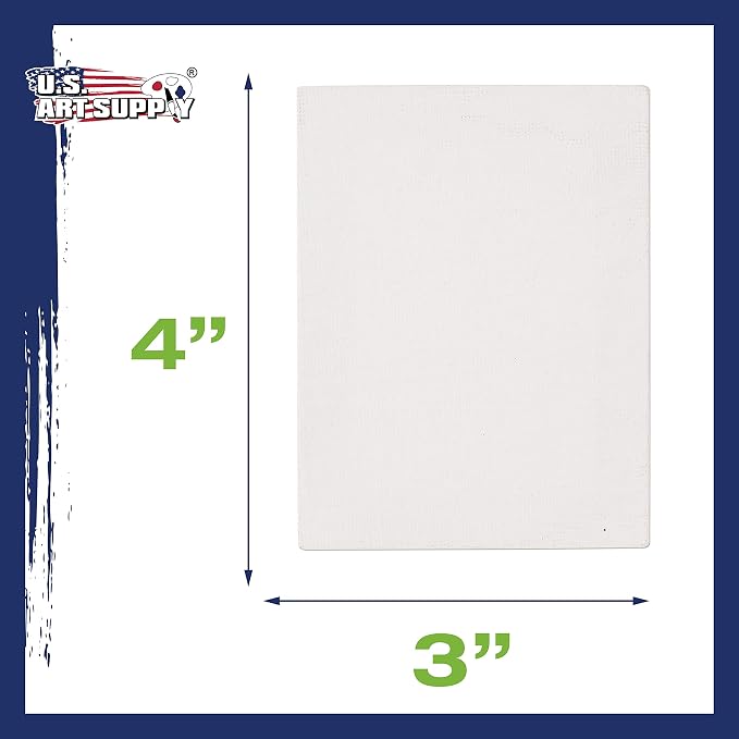 U.S. Art Supply 3"x4" Mini Square Canvases for Painting, Bulk Pack of 72