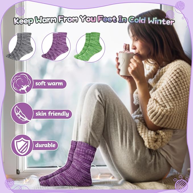 Katech Knitting Kit for Beginner Adults W/Socks Step-by-Step Instruction | Knitting Kit clue 6 Socks Yarn and Knitting Needles, Knitting Starter Kit for Learn-to-Knit Kits for Beginner-Gray