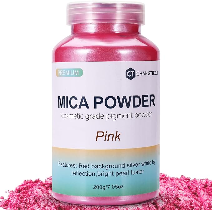 Mica Powder,7.05OZ（200g）,Pink Mica Powder Pigment for Epoxy Resin，Lip Gloss，Paint，Dye，Soap Making，Nail Polish,Candle Making,Bath Bombs(Pink)