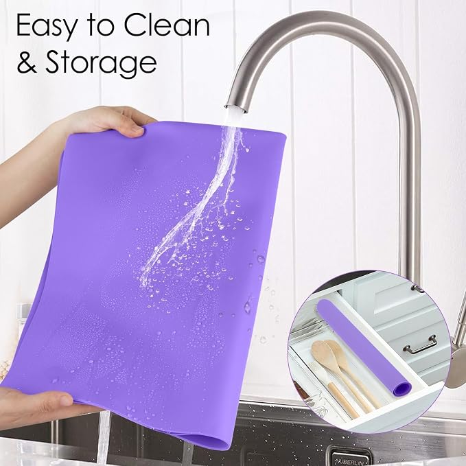 Extra Large Silicone Mats For Kitchen Counter, 27.6'' x 16'' Nonskid Silicone Placemats for Kids, Nonstick Purple Silicone Mat for Baking Crafts, Silicone Dab Mat Heat Resistant, 1Pack