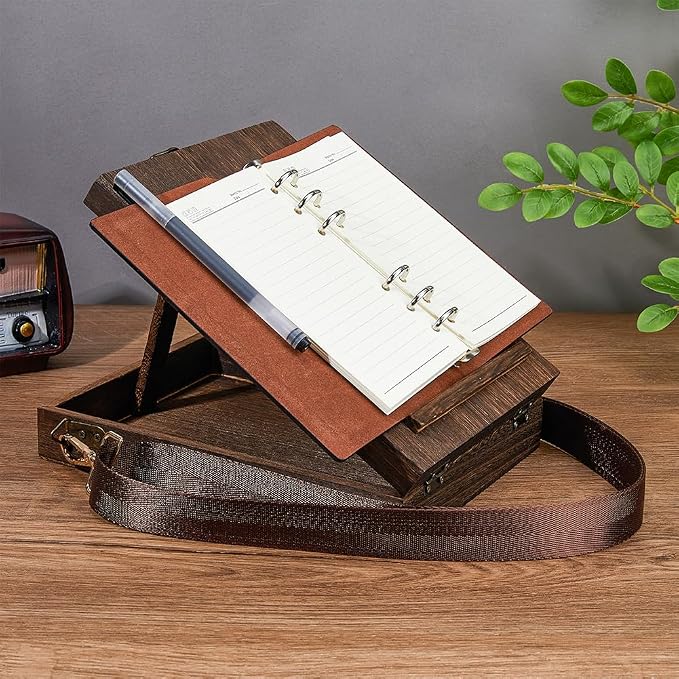 SUPERFINDINGS Writers Messenger Wood Box Tabletop Easel Box Painting Brush Tool Storage Cage Portable Storage Easel Box with Band for Outdoor Painting Drawing Sketching Writing