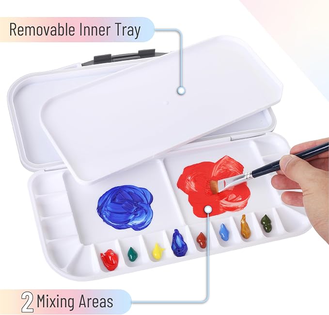 Mr. Pen- Airtight Watercolor Palette with Lid, 4 Pack | 18 Wells & 2 Mixing Areas, Lightweight Sealing Paint Palette for Travel, Painting, Watercolor Mixing