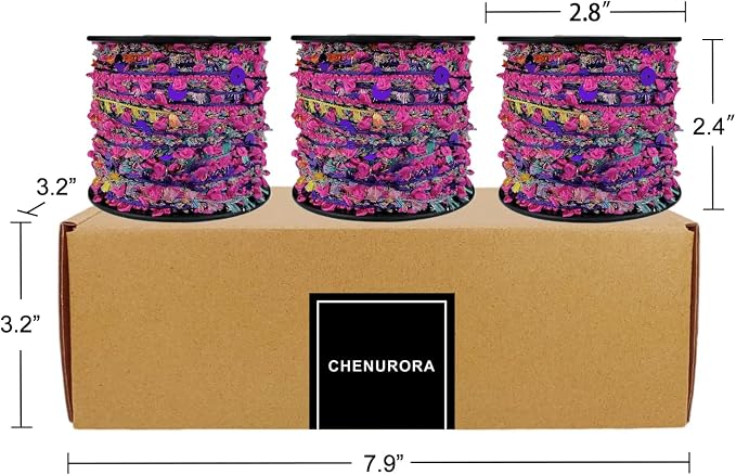 Artisanal Yarn Collection Multifiber Fancy Yarn with Purple Sequins for Knitting Crocheting Crafts DIY, Set of 3 Rolls (Fuchsia with Purple Sequins)