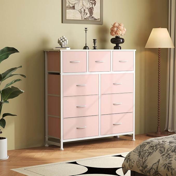 OLIXIS 9 Drawer Pink Dresser for Bedroom, Closet Organizers and Storage