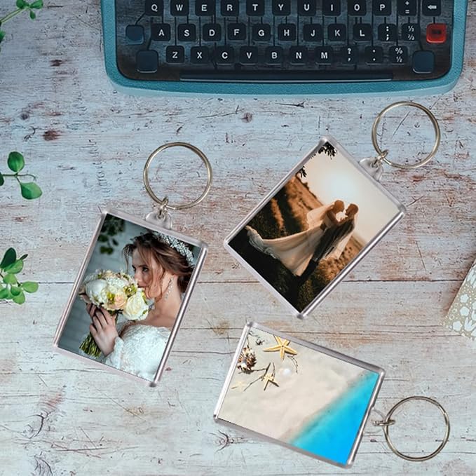 REDANHA 12pcs Acrylic Photo Frame Keychain Holder 2 x 3 In Picture Insert Blank Keyring Clear Picture Holder for DIY Craft