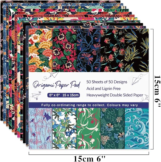 Origami Paper Kit 100 Sheets, 6x6 Inch Double Sided 40 Vivid Colored Paper | 70GSM Colorful Paper,40 Different Pattern Origami Kit,DIY Hand Crafts,Arts Creativity,Easy to Fold,No-Fading.Flower Dessert