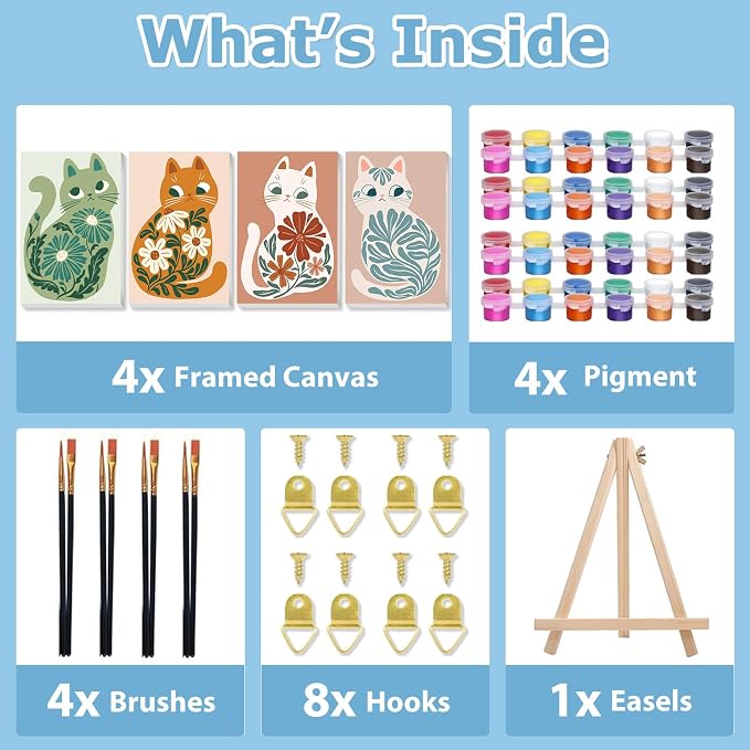 Cat Paint by Number for Adults, Paint by Numbers Kit for Adults 8x12 Inch